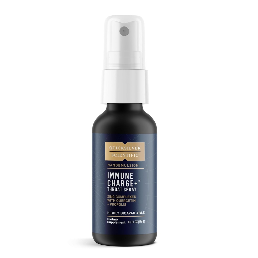 Quicksilver Scientific Immune Charge+ Zinc Throat Spray - Συμπλήρωμα Υγρού Ψευδαργύρου Ανοσοποιητικής Υποστήριξης με Quercetin - 'Troat Coat' με Λιποσωμική Απορρόφηση Τεχνολογίας (0,9 fl oz / 27ml)