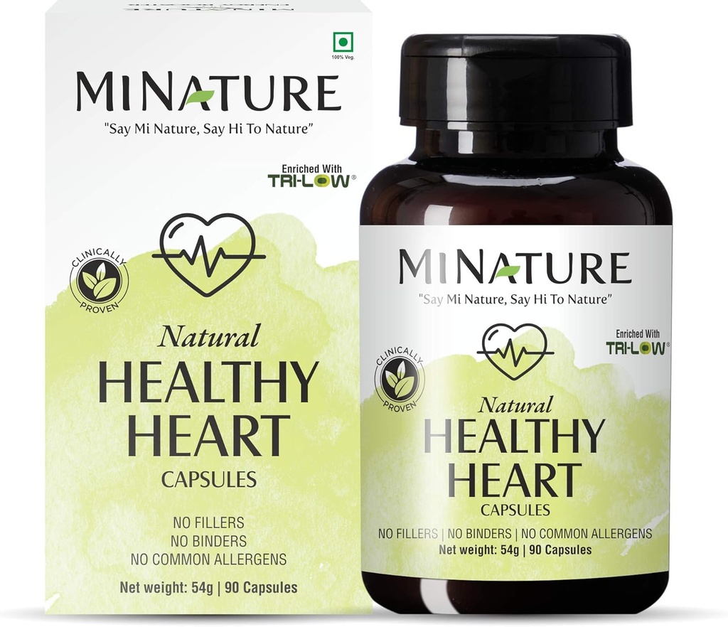 Minature Sağlıklı Kalp Kapsülleri Doğa tarafından TRI-Low ile Zenginleştirildi | 90 Veg Capsules | 45 Day Supply| 1000 mg | TRI Low, Amla Extract, Ar Extract, Arjuna Extract | Made from Indian Her