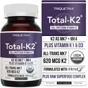Toplam K2® | MK7 & MK4 | Plus K1 & Vitamin D3 Cofak - hizmet başına 620 mcg K2 - MenaQ7® - Full-Spectrum Vitamin K - Vegan, Organik sertifikalı (60 Capsules)