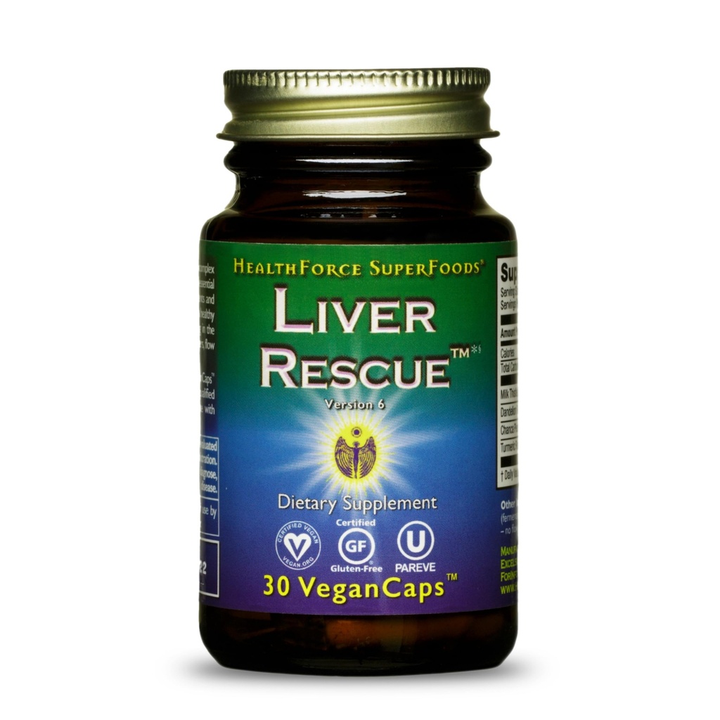 HealthForce SuperFoods Liver Recovery - Natural Liver Cleanse - Milk Thistle & Dandelion Root - Gluten-Free & Vegan - 30 Capsules