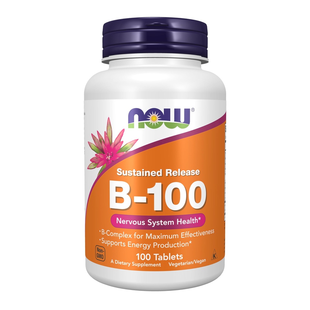 Şimdi Gıdalar Tamamlar, B-100, Sustained Release, Energy Production*, Nervous System Health*, 100 Tablet