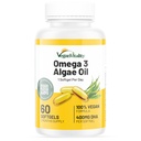 Vegan Vitality Vegan Omega 3 Supplement - 60 Bitki bazlı Algae Petrol Yumuşak Gels Ortak, Kalp ve Immune Support Without EPA