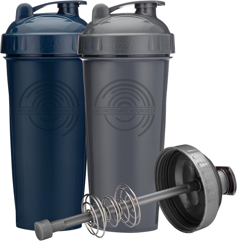 28-Ounce Shaker Şişe, Action-Rod Mixer | Shaker Cups with Motivasyonal Wordss | Protein Shaker Şişesi Domuz Free ve Dishwasher Güvenli | Gray & Navy