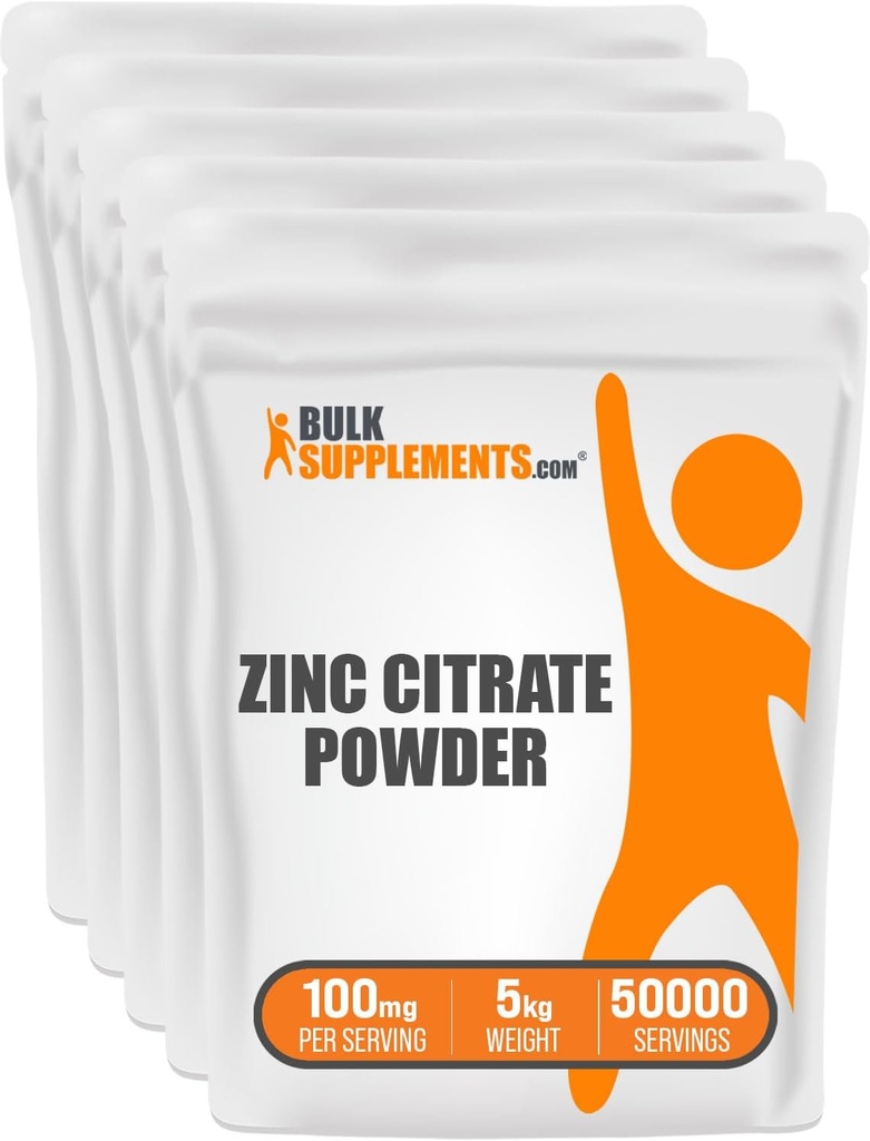 BulkSupplements.com çinko Citrate Toz - çinko Supplements, çinko 30mg, çinko Toz - Saf çinko Citrate, Immune Support - Gluten Free, 100mg per Service, 5kg (11 lbs)