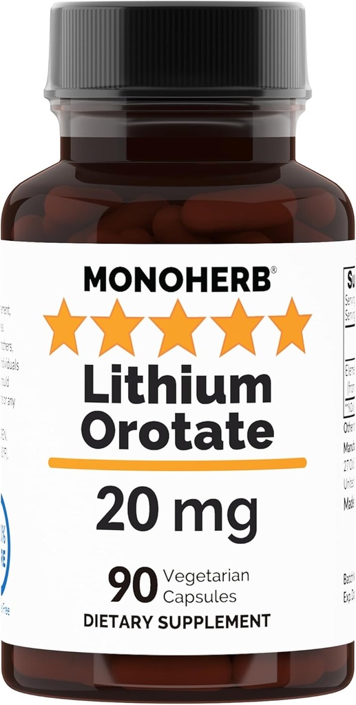 λίθιο Οροτικό 20 mg Στοιχειώδες Λίθιο ανά Καψάκιο - 90 Καψάκια Χορτοφαγίας