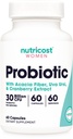 Προβιοτικό Nutricost για γυναίκες 30 Δισεκατομμύρια CFU, 60 κάψουλες - Σύμπλεγμα με Acacia Fiber, Uva Ursi & Cranberry Extract, Χωρίς ΓΤΟ & Γλουτένη
