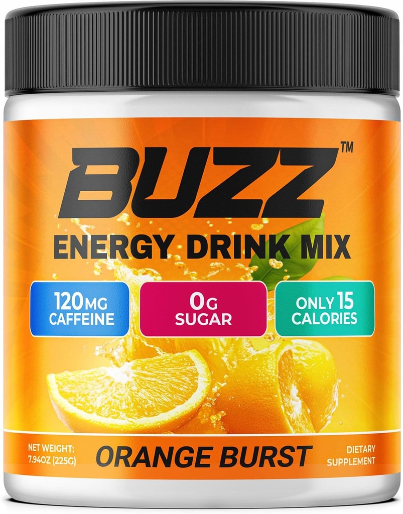 Sabah Buzz Energy Drink Toz - Enerji Boost Drink Mix - Sugar-Free Energy with Antioksis - Morning Kickstart and Sports Nutrition Endurance Ürün - 30 Hizmet, Orange Burst, 8 Ounces