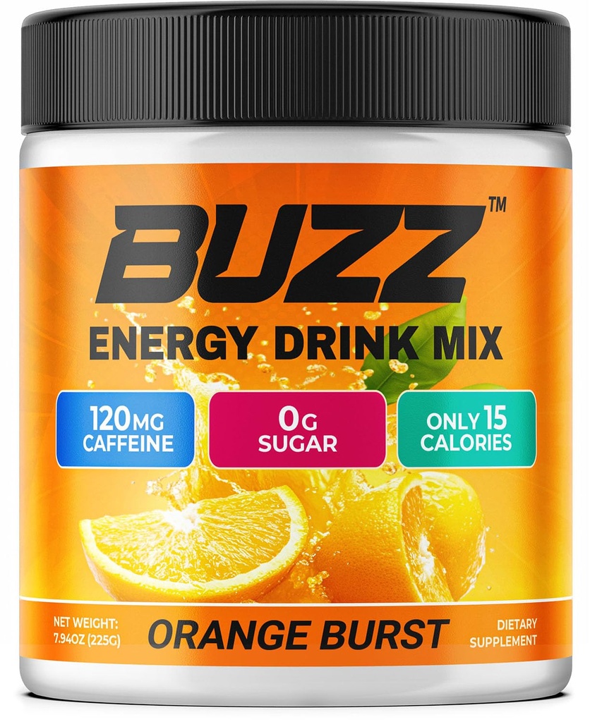 Sabah Buzz Energy Drink Toz - Enerji Boost Drink Mix - Sugar-Free Energy with Antioksis - Morning Kickstart and Sports Nutrition Endurance Ürün - 30 Hizmet, Orange Burst, 8 Ounces