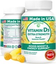 Lunakai ΗΠΑ Φτιαγμένη βιταμίνη D3 Gummies 2000 IU - Μη-ΓΤΟ, χωρίς γλουτένη Βιταμίνη D Gummies για γυναίκες & άνδρες - Οστά, ανοσοποιητική & ενεργειακή υποστήριξη, 60ct