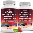 NEW AGE COQ10 200 mg Red Yeast Rice 3000 mg Omega 3-6-9 3000 mg Magnezyum Kompleksi 500 mg çinko C2 D3 - B3 Vitamini Kadınlar ve Erkekler için Vitaminler, Coenzyme Q10-120 Kont