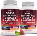 NEW AGE COQ10 200mg Red Yeast Rice 3000mg Omega 3-6-9 3000mg Magnesium Complex 500mg Zinc Vitamin K2 D3 - Βιταμίνες για γυναίκες και άνδρες με βιταμίνη Β3, Coenzyme Q10-120 Count