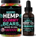 2Pack Hemp Oil and Hemp Gummies Gummy Bears Combo Set-Peace and Relaxation, Relief, Soothing, Discomfort, Sleep-Full Body High Care-Made in USA
