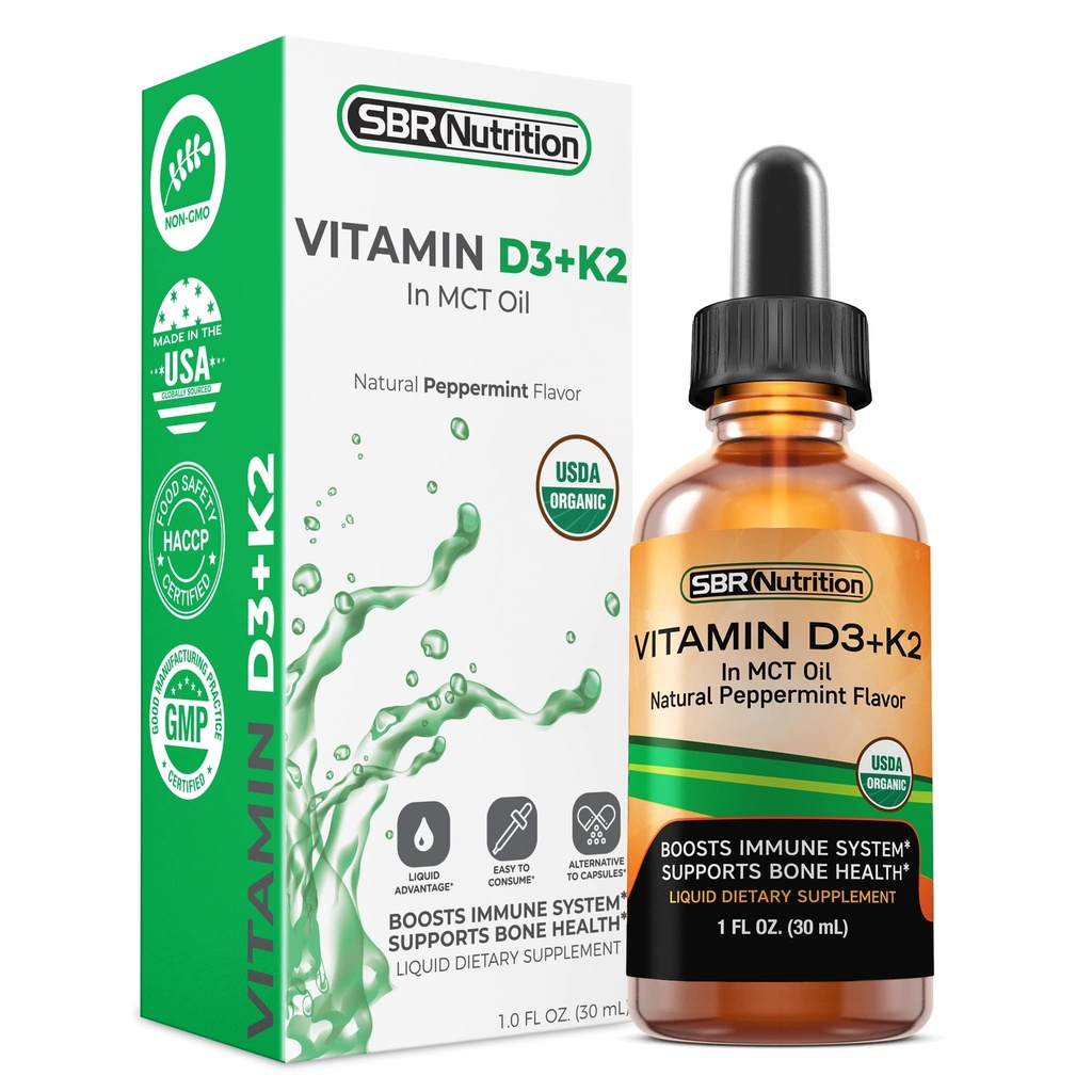SBR Beslenme MAX Aborpsiyon, D3 + K2 (MK-7) MCT Oil, Peppermint Flavor, Güçlü Kemikleri ve Sağlıklı Kalpleri Destekleyin