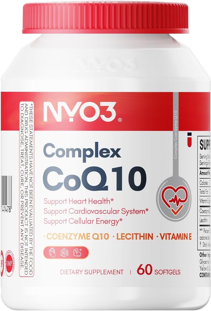 CoQ10 Lecithin ve Vitaminlerle 200 mg E, Ultra High Aborpsiyon, Kalp Sağlığı ve Enerji Üretimi için Antioksit, Yüksek Coenzyme Q10 Content, Gluten Free, Non-GMO, 60 Days Supply