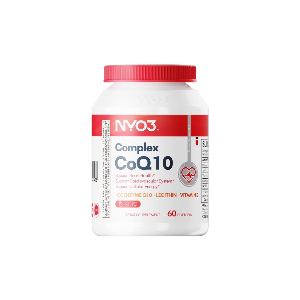 NYO3 CoQ10 200mg με Λεκιθίνη και Βιταμίνες E, Ultra Υψηλή Απορρόφηση, Αντιοξειδωτικό για την Καρδιά Υγεία & Παραγωγή Ενέργειας, Υψηλή Συμπολυμερές Q10 Περιεχόμενο, Χωρίς Γλουτένη, Μη ΓΤΟ, 60 Ημέρες Προσφορά