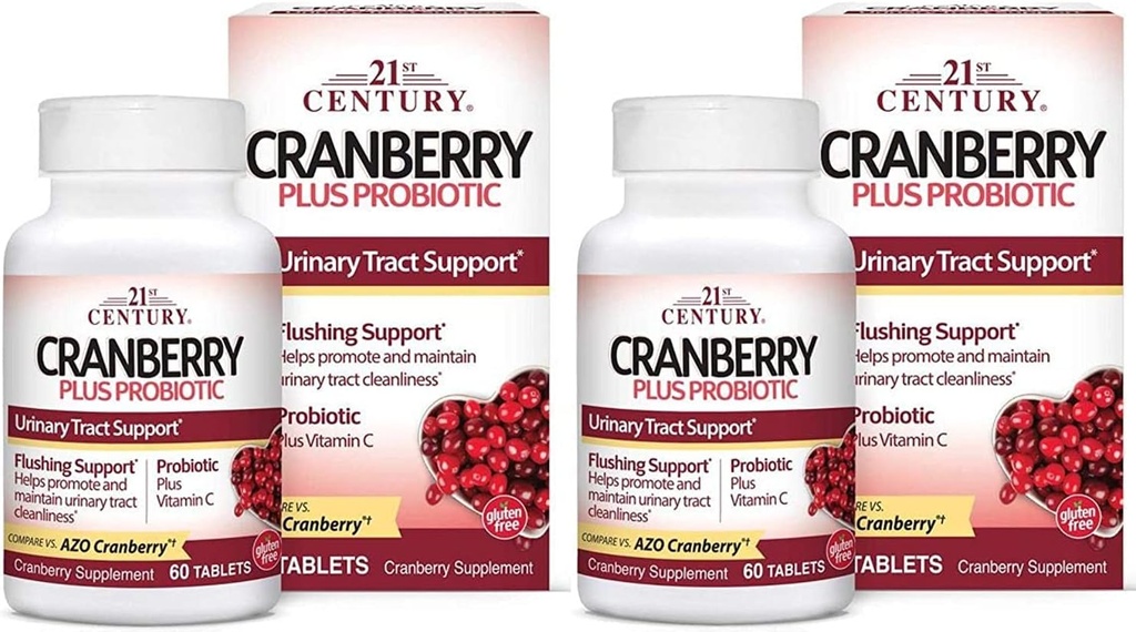 21ος αιώνας Cranberry Plus Probiotic δισκία, 2 κόμης