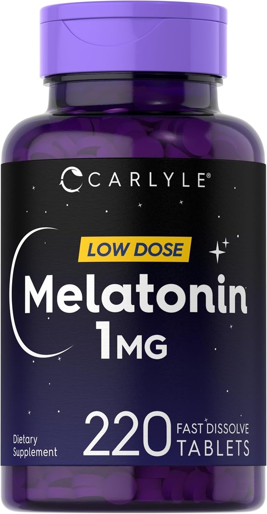 Carlyle Melatonin 1 mg | 220 Hızlı Dissolve Tabletler | Low Dose | Vegetarian, Non-GMO, Gluten Free