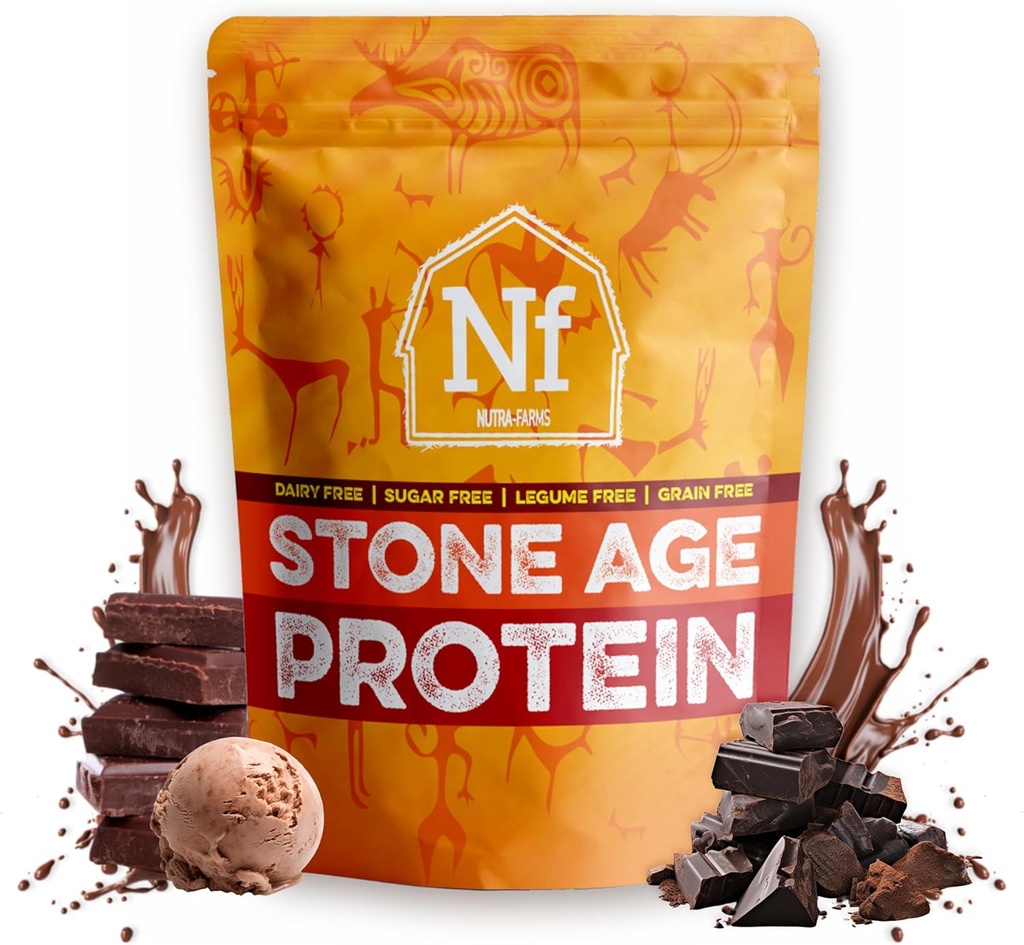 Nutra Farms Stone Age Protein | Gluten-Free Egg White Protein Toz | Yumurta Beyaz Toz | Süt Ücretsiz, Şeker Ücretsiz & Gut-Friendly | Chocolate, 2 lbs