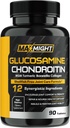 Γλυκοζαμίνη Chondroitin MSM Turmeric, Boswellia, 12-in-1, Κοινή άνεση, κινητικότητα, λίπανση & δύναμη για τους άνδρες γυναίκες & ηλικιωμένους, 90 Tab, Όχι Shellfish