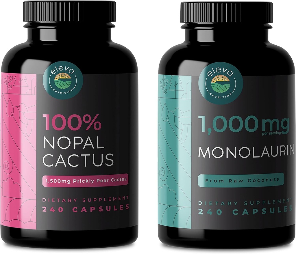 Nopal Cactus & Monolaurin Sche, 240 Capsules Her, 1500 Mg of Prickly Pear Cactus, 1000 Mg of Monolaurin