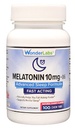 Wonder Laboratories Chewable Melatonin 10 mg + B6 Fast Dissolve Fall Asleep Faster, Stay Asleep Longer 100 Count