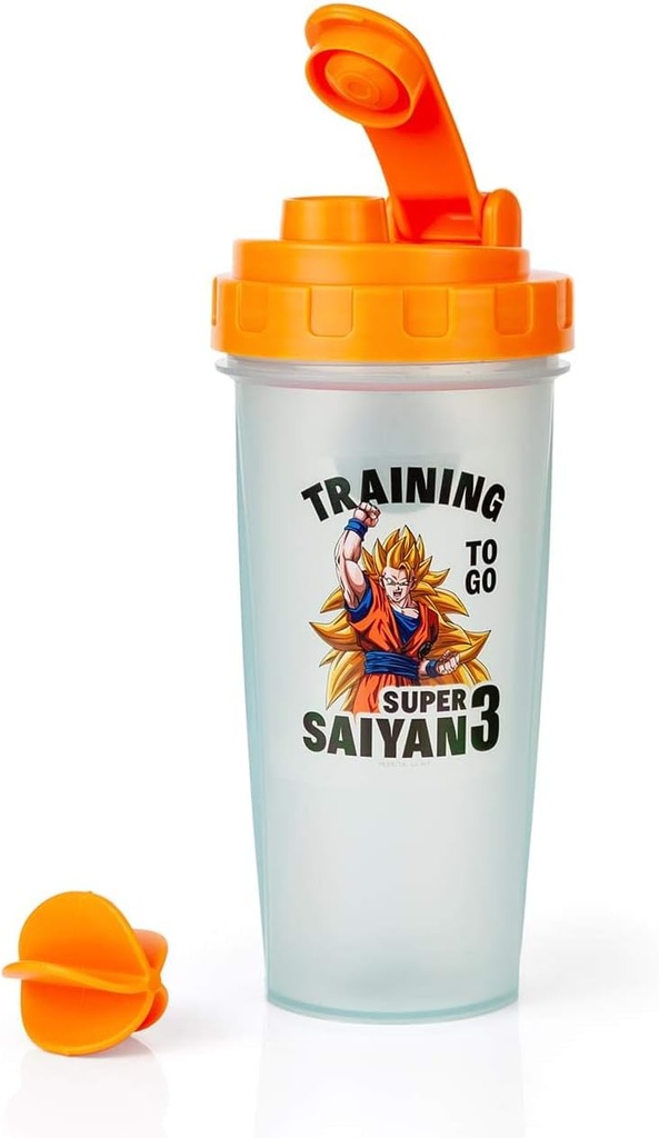 Dragon Ball Z Super Saiyan Goku Gym Shaker μπουκάλι -20-ouch BPA-free πλαστικό μπουκάλι Blender με σφαίρα Whisk - πρωτεΐνη Shake, αντικατάσταση γεύματος, Smoothie Mixer - γυμναστήριο προπόνηση αξεσουάρ - Ιδανικό DBZ δώρα