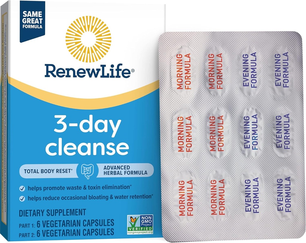 yhn Total Body 3Day Cleanse Supplement, Renew Life 3Day Cleanse Total Body,12 Count