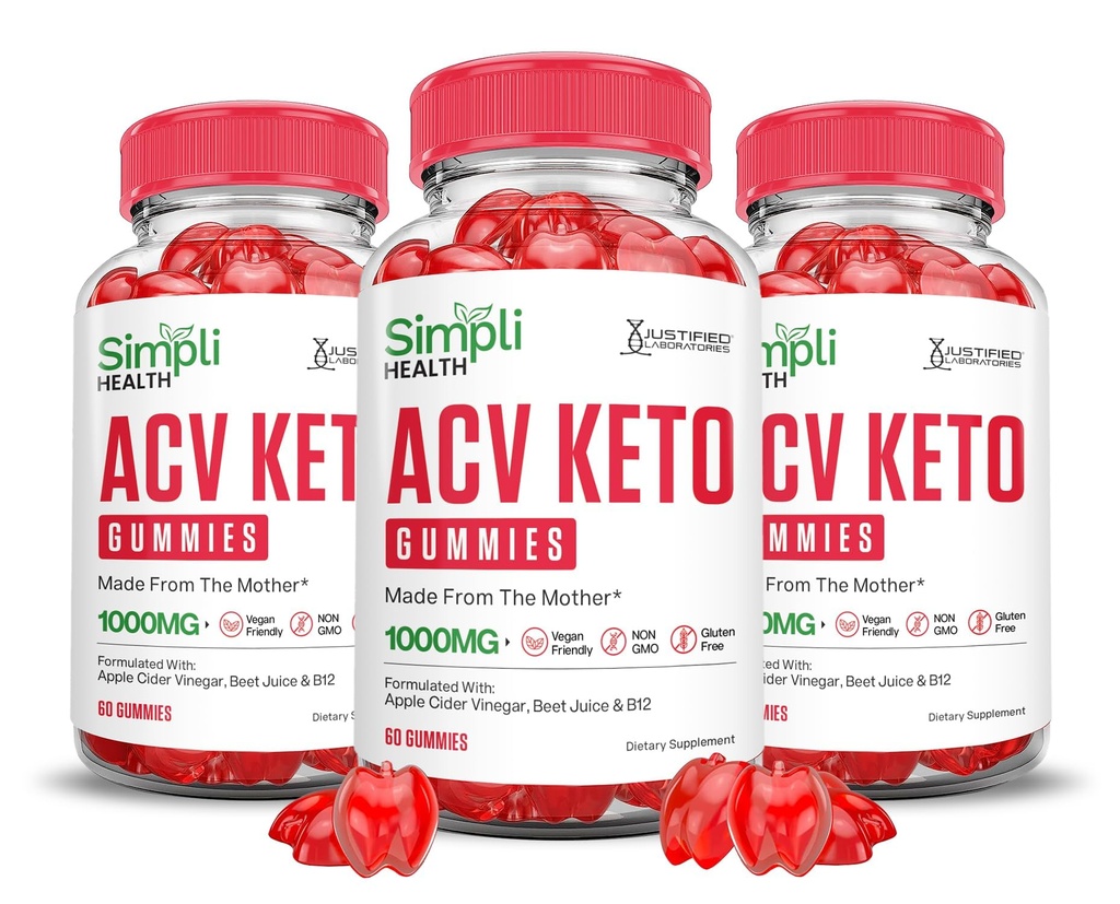 Justified Laboratories (3 Pack Simpli Health Keto ACV Gummies Advanced Formula 1000MG Apple Cider Vinegar Formula 5 ile formüle edilmiştir