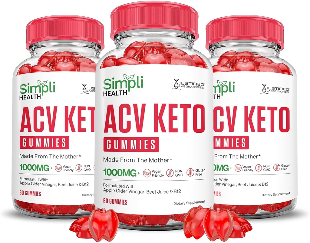 Justified Laboratories (3 Pack Simpli Health Keto ACV Gummies Advanced Formula 1000MG Apple Cider Vinegar Formula 5 ile formüle edilmiştir