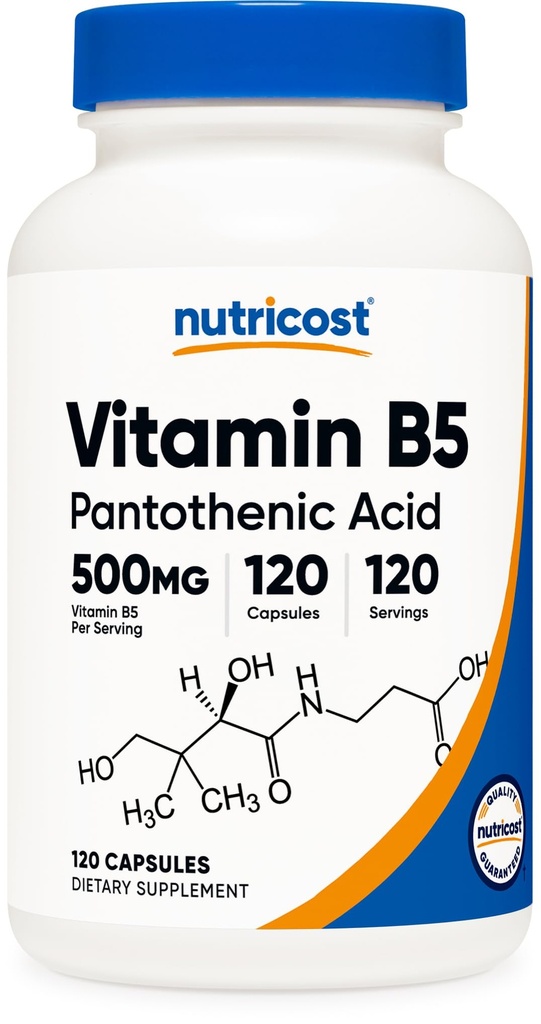 Nutricost Pantothenic Acid (Vitamin B5) 500 mg, 120 Capsules