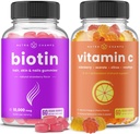NutraChamps Biotin Gummies ve (2-Pack) Vitamin C Gummies