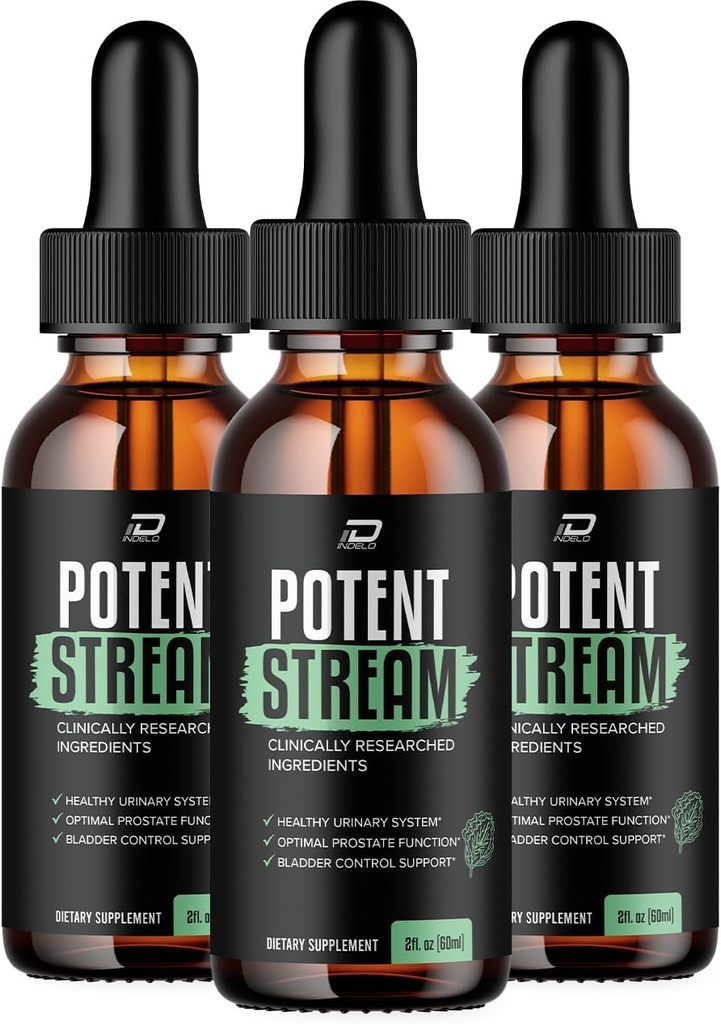 Potent Stream Drops for Health - Poent Stream Supplement, Μέγιστη δύναμη Potent Stream Droppers, 2024 Νέα βελτιωμένη διαμόρφωση, (3 Pack - 3 Μήνες Προσφορά)