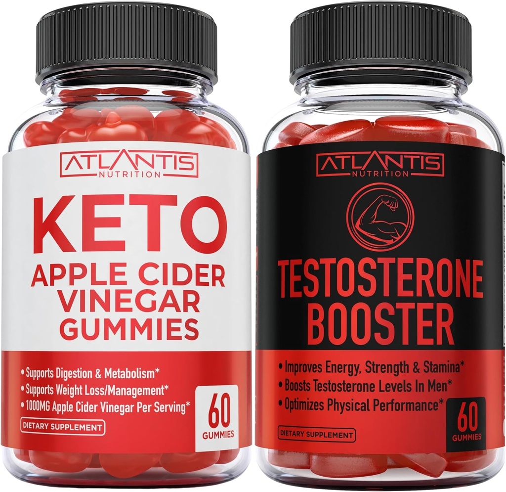 Διατροφή της Ατλαντίδας Keto Μηλίτη Ξίδι 60 Gummies + Τεστοστερόνη Booster 2-Pack (120 Gummies)