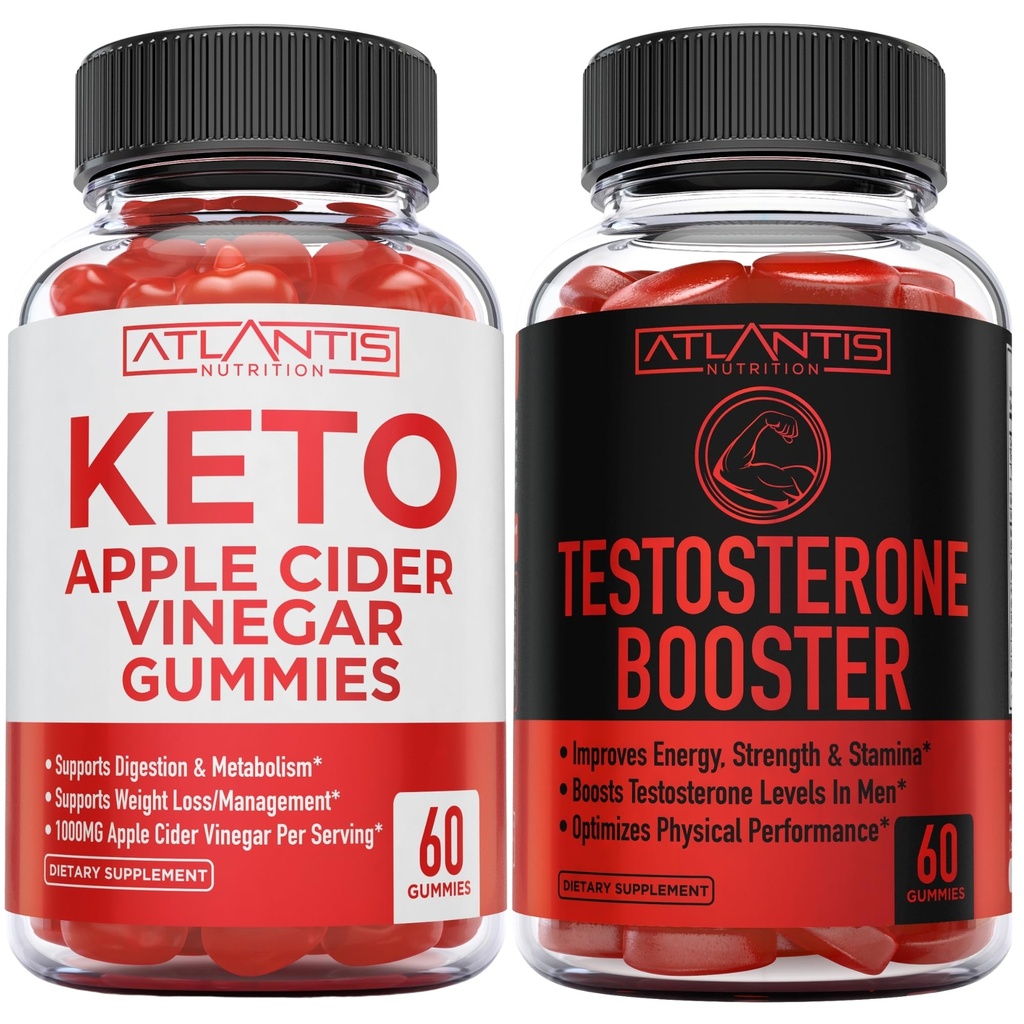 Διατροφή της Ατλαντίδας Keto Μηλίτη Ξίδι 60 Gummies + Τεστοστερόνη Booster 2-Pack (120 Gummies)