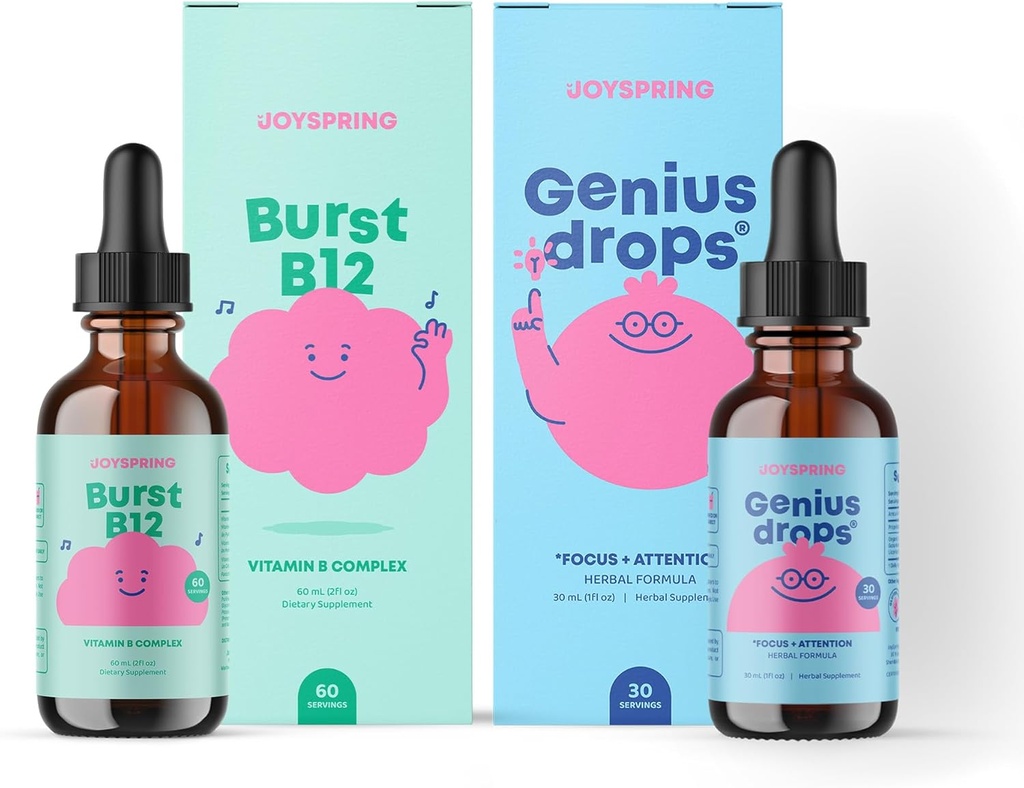 JoySpring Liquid B Complex and Genius Focus Drops for Kids