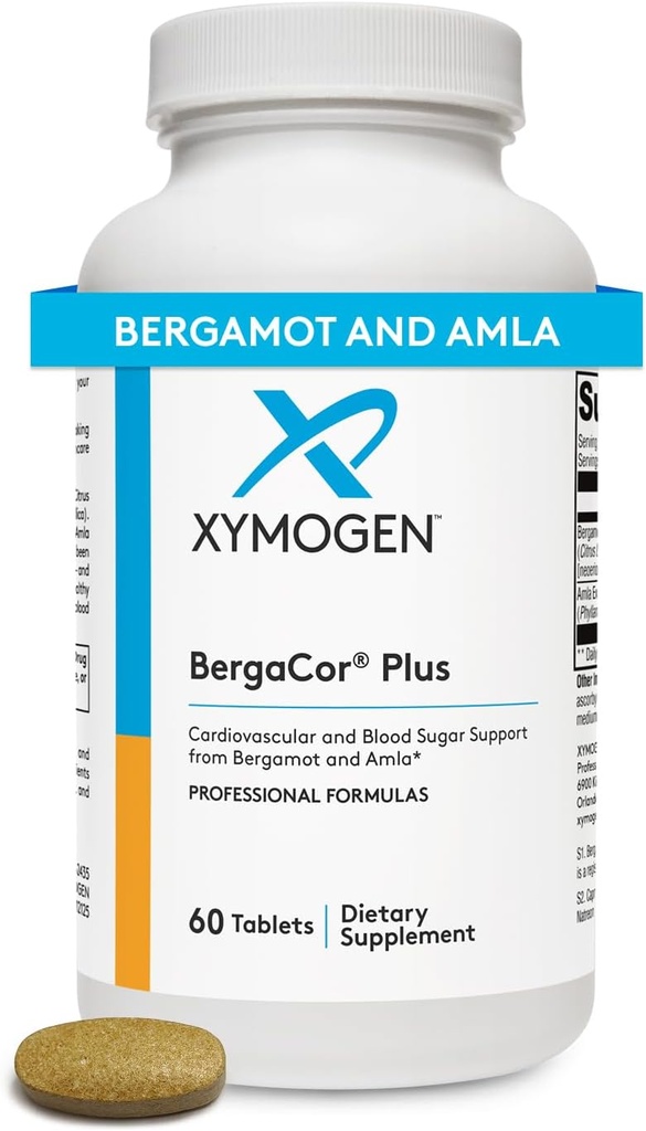 XYMOGEN BergaCor Plus - συμπλήρωμα Bergamot - Πολυφαινόλες για την υποστήριξη της καρδιοαγγειακής υγείας + Βοήθεια Διατήρηση Υγιή επίπεδα χοληστερόλης ήδη εντός της κανονικής εμβέλειας (60 δισκία)