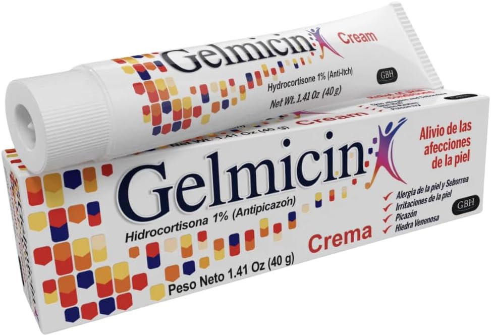 Gelmicin Hydrocortisone %1 - Anti-Itch Cream, Skin Rash, Skin Allergies, Eczema, Psoriasis - 1.41 oz Boyut (1)