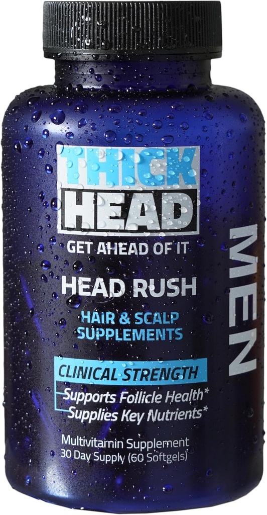 Baş Rush Klinik Güç Saçları ve Scalp Multivitamin Supplements for Men | Formulat Saç Güçlüğü ve Elastikliği | 30 Gün Supply