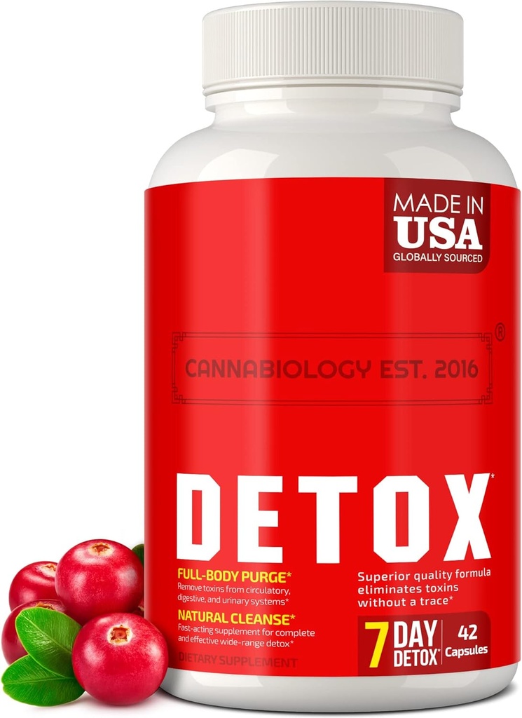 CANNABIOLOGY EST. 2016 Πλήρης καθαρισμός σώματος - Natural Detox Body Cleanse Υποστήριξη για το ήπαρ, ουροποιητικό, Digestive System - Made in USA - Body Detox and Cleanse for Women & Men - 42 Vegan Caps