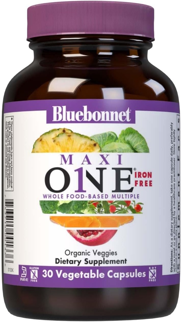 Bluebonnet Beslenme Maxi One Whole Food multiple, Enzymes, Enerji, Vitality, Gluten, Kosher, Soy & Süt-Free, Vegetarian Friendly, Non-GMO, 30 Count