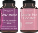 Rezerv Güzellik, Resveratrol 500 mg, Kalp ve Hücre Sağlığı için Antioksi Supplement 30 Caps & Keratin Saç ATM Biotin & Resveratrol, Saç ve Nail Büyüme Tamam 120 Caps