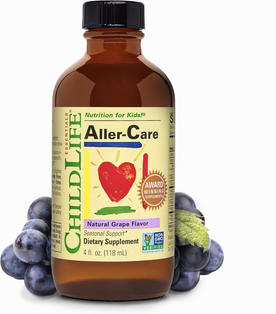 ÇOCUKLIFE ESSENTIALS Aller-Care - Çocuklar ve Toddler için Doğal Grape Yardımı, Yaşlılar, Bromelain, C vitamini - Immune Boosting Formula, 4 Fl Oz Oz Oz
