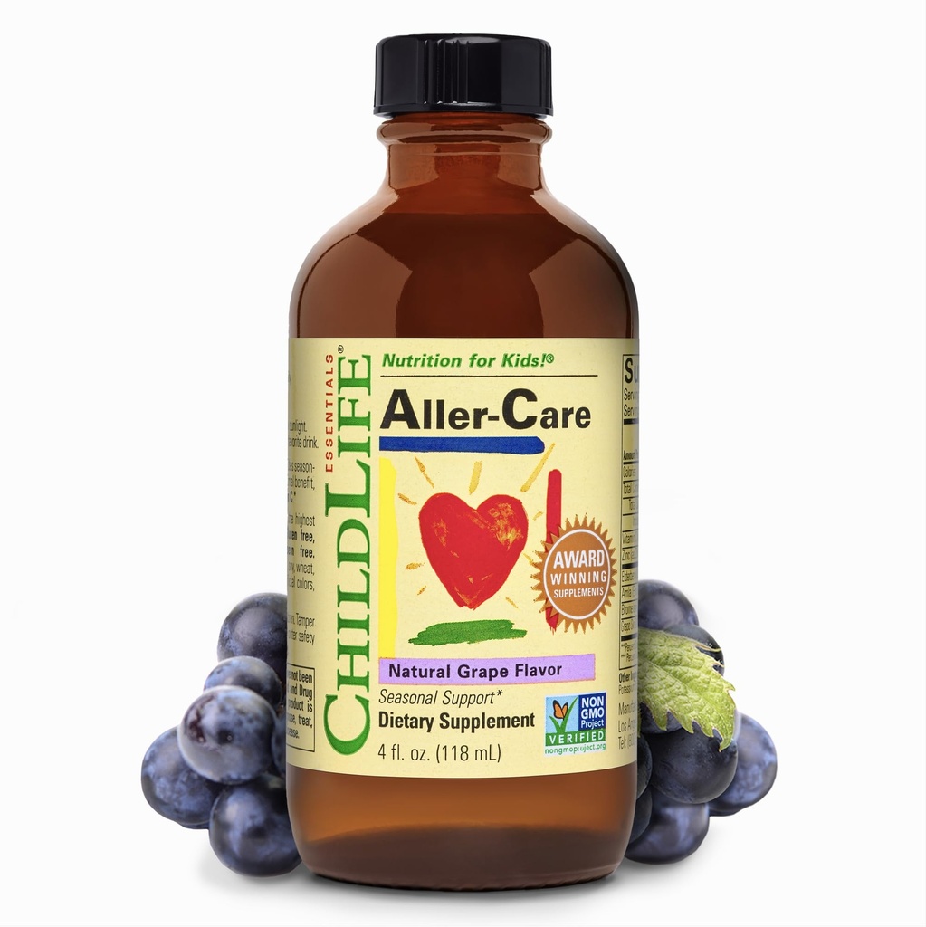 ÇOCUKLIFE ESSENTIALS Aller-Care - Çocuklar ve Toddler için Doğal Grape Yardımı, Yaşlılar, Bromelain, C vitamini - Immune Boosting Formula, 4 Fl Oz Oz Oz