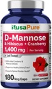 NusaPure D-Mannose Kompleksi 1400 mg (Hibiscus ve Cranberry ile) - 180 Veggie Caps.