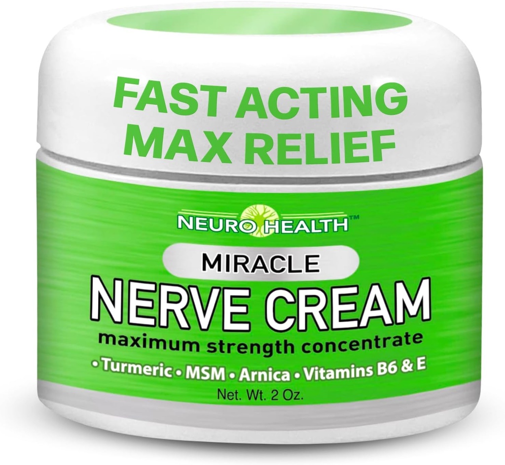 Miracle Nerve Cream - Maximum Strength - Turmeric and Arnica Blend for Neuropathy Discomfort Relief - Soothing Foot & Hand Formula with MSM, B6, E - Made in USA