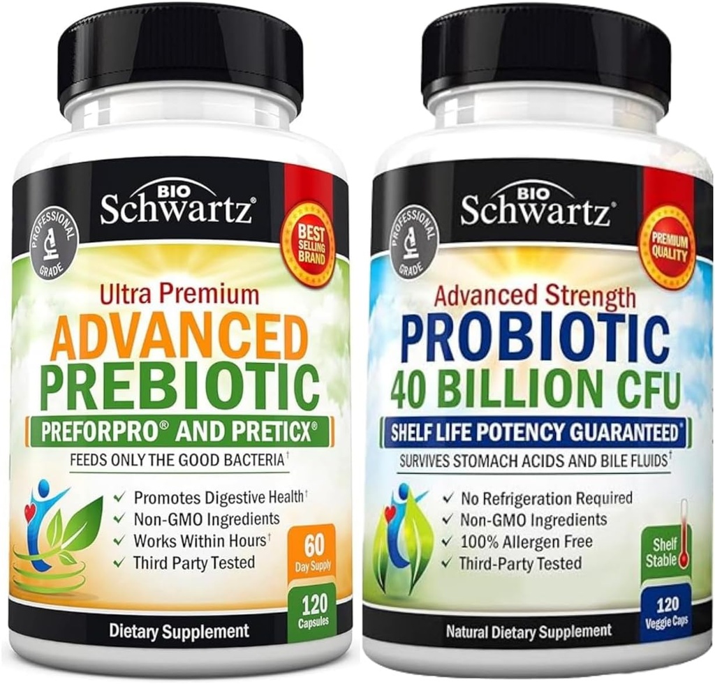 Gelişmiş prebiyotik Gut Health Supplement (2 Ay Supply) Plus 40 Milyar CFU Daily Probiyotik Supplement (2 Ay Supply)