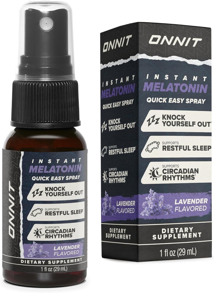 ONNIT Melatonin Sıvı Uyku Destekli, IGENTM Non-GMO Tested, Lavender Flavor, Sleep Support for Yetişkinler, 3 mg Melatonin per Spray, 1 fl oz