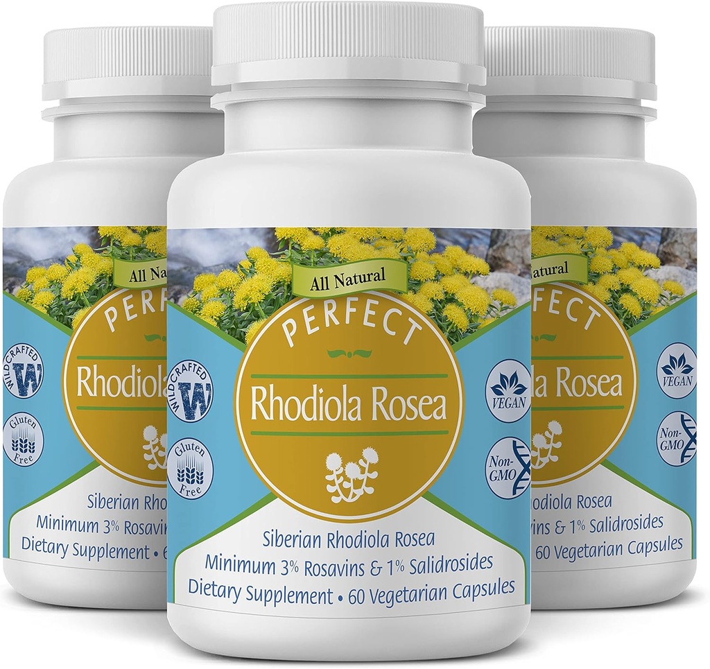 Mükemmel Supplements – Perfect Rhodiola Rosea – 60 Capsules – Natural Adaptogen Supplement – Arts Energy – Better Focus – 3 Pack