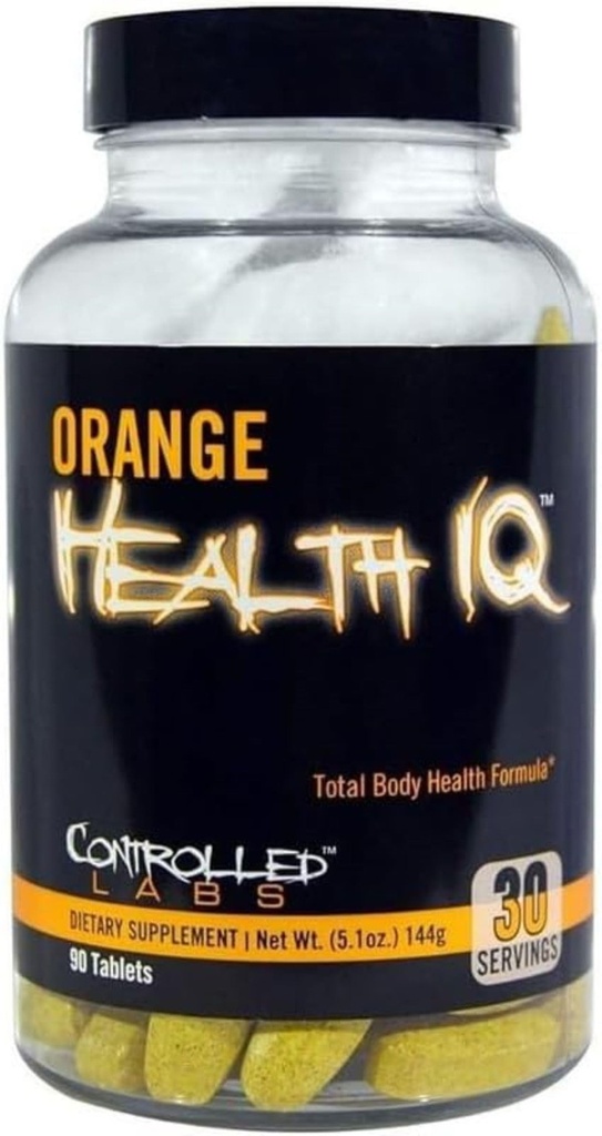 CONTROLLED LABS Orange Health IQ Daily Supplement for Men and Women, 90 Tablet, Geliştirilmiş Stamina, Energy, Cardio Function in Your Workout and Sports