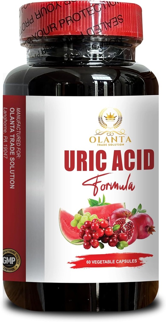 URIC Acid Formula - Premium uric Acid Support Supplement, Pomegranate and Turmeric Team Up to Tackle High Uric Acid Levels - 1 Bottle 60 Capsules
